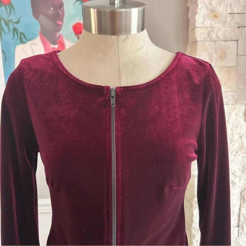 Vintage Via Velvet 2-Piece Set Burgundy 90s Grunge Made in USA Size Medium